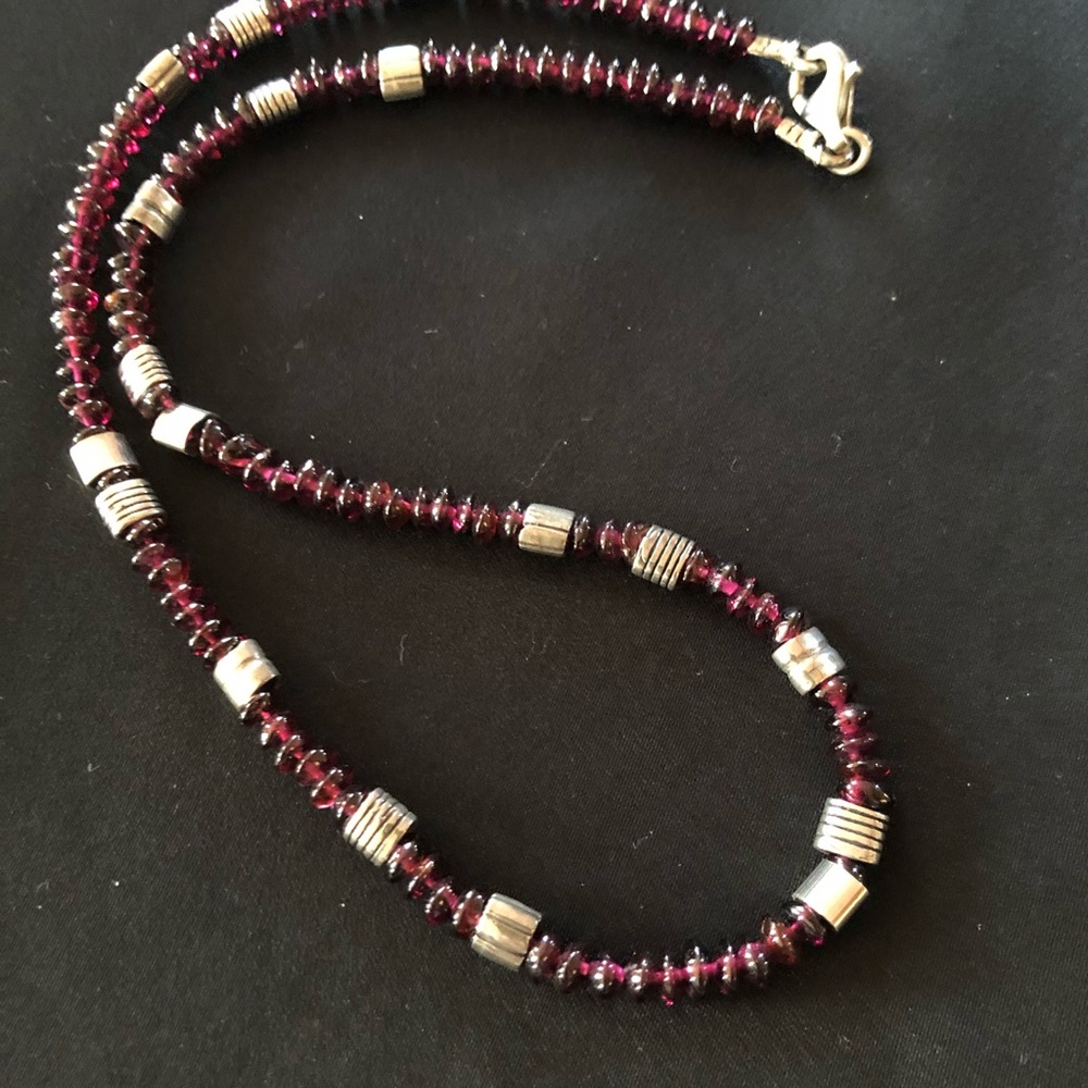 16 inch red stone and sterling silver Necklace